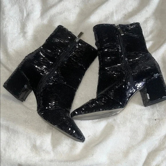 Ava & Aiden Black Sequin Ankle Boots 9 - Picture 3 of 6